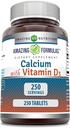 Fórmulas sorprendentes Calcium con vitamina D3 Suplemento | Tablets | Non-GMO | Gluten-Free | Made in USA (1 Pack, 250 Count)