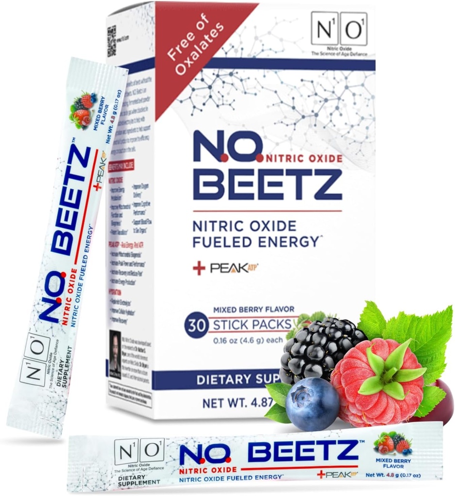 N.O. Beetz Nitric Oxide supplement for Pre-Workout " Endurance . Beetroot, Peak ATP " Electrolytes for Energy " Hydration . Boosts blood Flow " Muscle Recovery , no Mess, 30 Servings