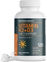 Bronson vitamina K2 D3 (MK7) Supplemento non OGM Formula Vitamina D3 5000IU (125 mcg) & 90 mcg K2 MK-7, Facile da ingoiare D & K Complex, 120 compresse