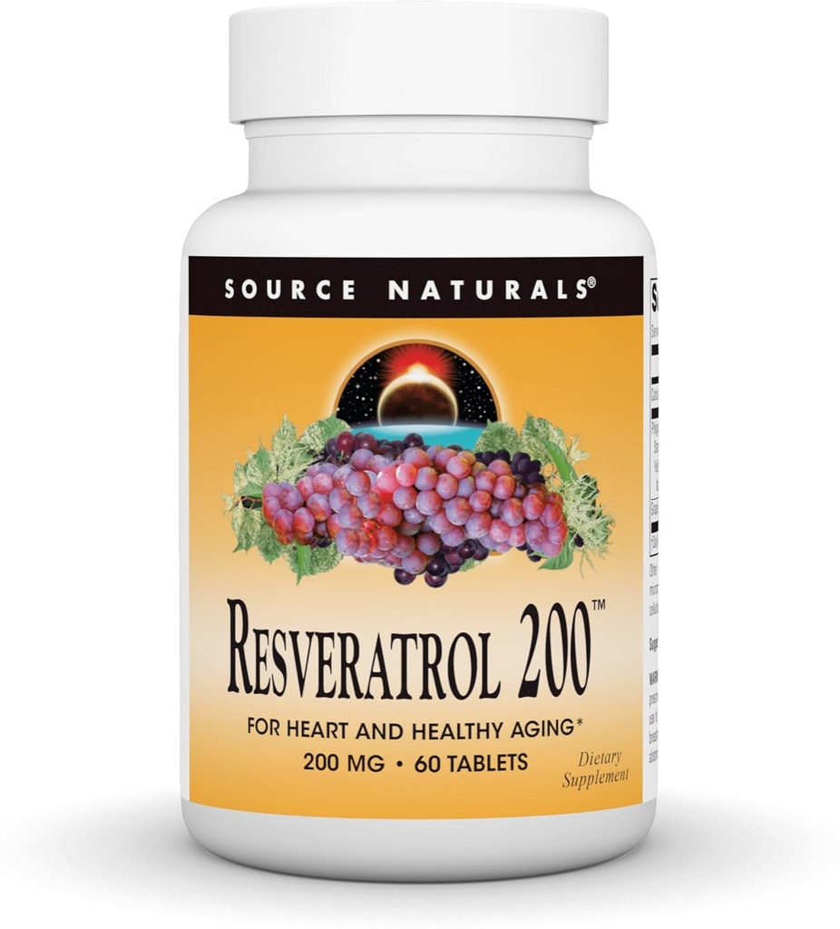 Πηγή Naturals Resveratrol, για την καρδιά και υγιή γήρανση * 200 mg - 60 δισκία