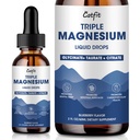 Magnesium Glycinate Liquid Drops with Taurate & Citrate, Magnesium Supplement for Sleep, Calm & Relaxation, with Potassium & Omega-3, High Absorption Formula, Blueberry Flavor, 2 Fl Oz
