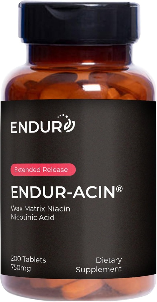 Endur- ACIN Niakin, Heart Health & Health Cholesterol Balance Addition, Extended Release for Optimal Абсорбция, Gluten Free, 750mg (200 таблетки)
