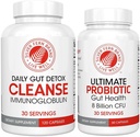 Silver Fern Gut Rehab Kit - 30 dagars leverans - Cleanse Daily (1 flaska = 120 kapslar) & Ultimate Probiotic (1 flaska = 60 kapslar) - Immunoglobulins & Spore Forming Probiotika
