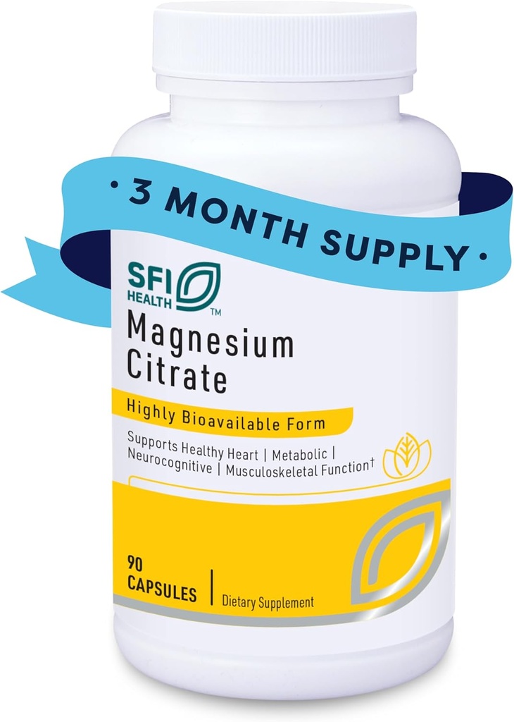 Klaire Labs SFI Health Magnesium Citlement - Suppplement - Magneium Mincium Minsural Supples for easy effects, Foots, Nerves, Bons & Cosnitions (90 Capsoles).