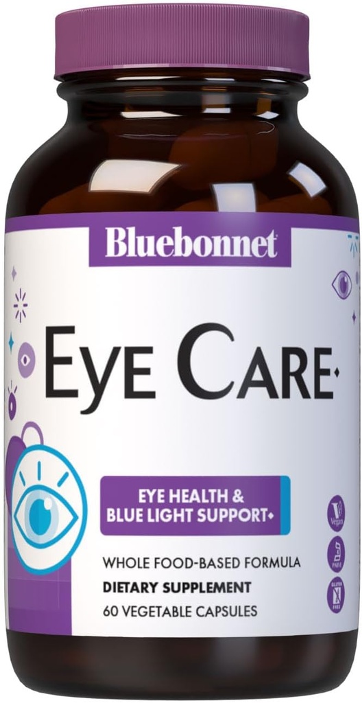 Bluebonnet Beslenme Göz Bakımı Macular & Blue, Eye Health & Blue Light Support*, Vegan, Kosher-Cerrec, Gluten-Free, Dairy-Free, 60 Sebze Kapsülleri, 30 Hizmet