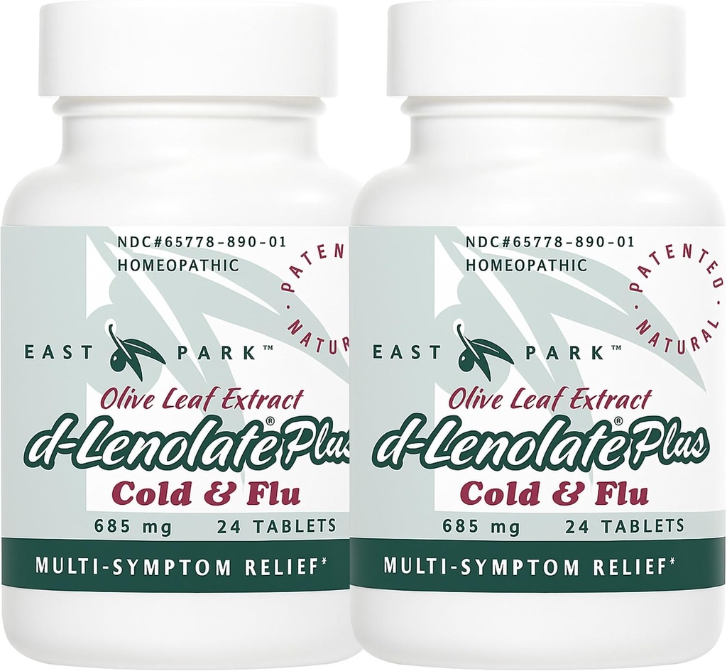 ESTAT PARK d-Lenote més fred i Flu Homeopathy per a adults i nens, Immune System Booster amb Olive Leaf Extract, Neem Leaf Extrate i Echinacea, 625mg, 24 tetes de taula l'Alley NoGO (Pack de 2)