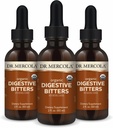 Dr. Mercola Organic Digestive Bitters Liquid Drops - Digestive Health Support - アルコールフリーフォーミュラ - 特長 Burdock Root、Dandelionリーフ、Fennel Seed&More - 2 fl。 oz。 (30サービング)、3パック