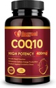 CoQ10 400mg Softgels với Omega 3 & PQ, chất chống oxy hóa mạnh mẽ cho sản xuất sức khỏe tim và năng lượng, 120 Count
