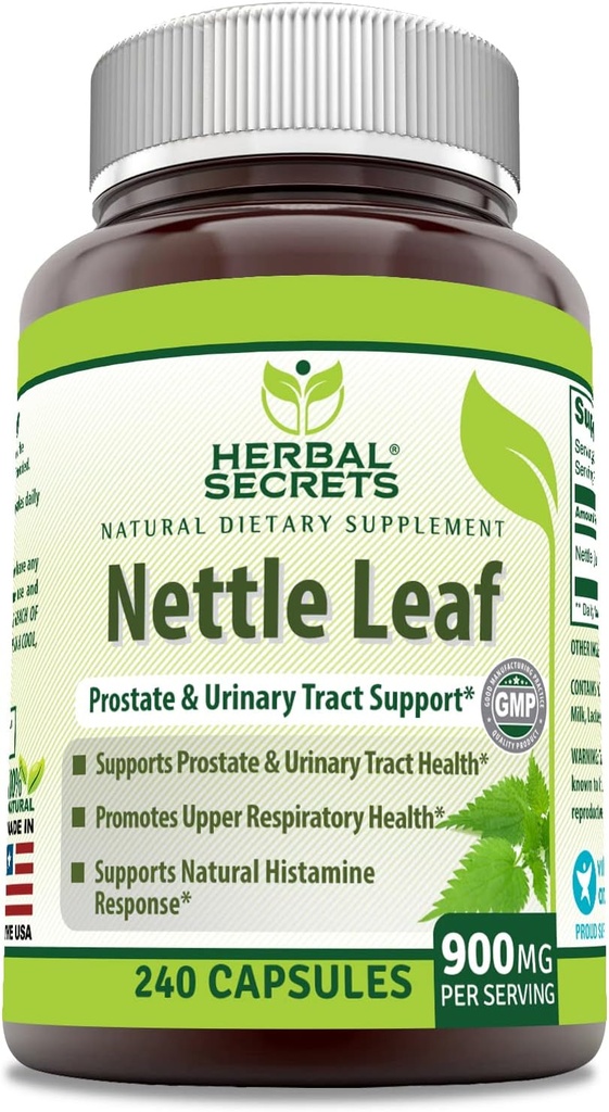 Herbal Secrets Nettle Leaf 900 Mg Per Serving 240 Capsules Supplement - Support Urinary Tract and Prostate -Supports Upper Respiratory Health