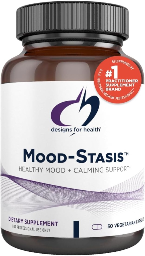 Design for Helse Mood-Stasis - 5-MTHF Metyl Folat + Metyl B12, Saffron Extract for Mood Support og beroligende støtte (30 kapsler)