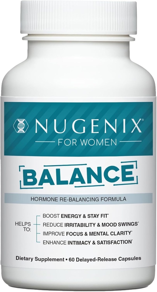 Nugenix per a l'equilibri de les dones - Saldo Hormone per a les dones, Energia auxiliar, Millore Focus a la Claritat & mental, Restaura el balanç Hormonal, Menopause, Ashwadha KSM-66, Turmeric, DM, 60 Compte