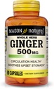 MASON NATURAL Whole Herb Ginger 500 mg, 2 tháng cung cấp, phụ tự nhiên Herbal, 60 Capsules