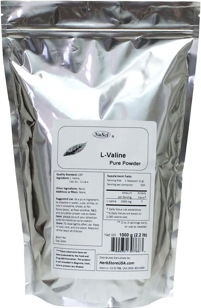 L-Valine Pure Amino Acid Powder (1000g (2,2 Lb))