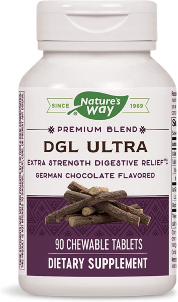 La natura de Way DGL ULTRA 10: 1 força extra, 75 mg per servir, Chocolate alemany Flavored, 90 Chewables, paquet de 2 (Parting May Varia)