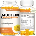 Mullein Gummies for Clear Lungs, 10 en 1 Mullein Leaf Extracto para Pulmóns, Mullein Quercetin Gummies para Lung Cleanse, Respiratorio, Inmunity, Mango Flavor, 120 Conde