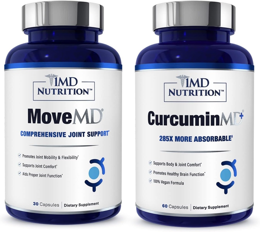 1MD 营养 移动MD & CurcuminMD Plus Bundle 医生与Collagen、Turmeric Curcumin和Boswellia Serrata 联合健康补充