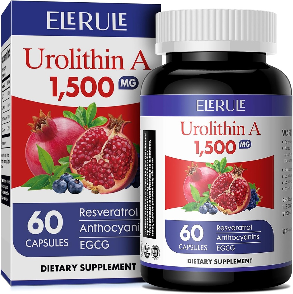 Urolithin 보충 1000 mg 플러스 Trans-Resveratrol, Anthocyanins, 녹차, 건강한 노후화, 지원 셀룰러 및 에너지 남자 & 여자, 60 캡슐 - 38