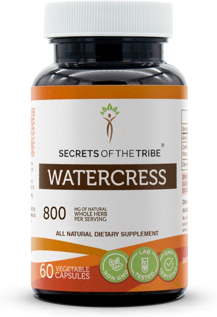Secrets of the Tribe Watercress 60 Capsules, 800 mg, Watercress (Nasturtium Officinale) Torkade Herb (60 kapslar)