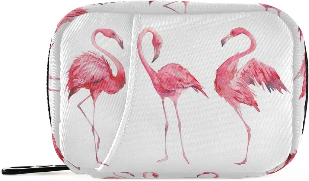 Aquarela Flamingos caixa de pílulas 7 dia caso de pílula viagem saco organizador com zíper portátil caso semanal tamanho compacto para suporte de suplementos de vitamina