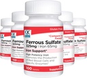 Quality Choice Iron 65 mg (325 mg Ferrous Sulfate) High Potency Iron Support Supplement Tablets in 100 Count Bottles (5 Pack)