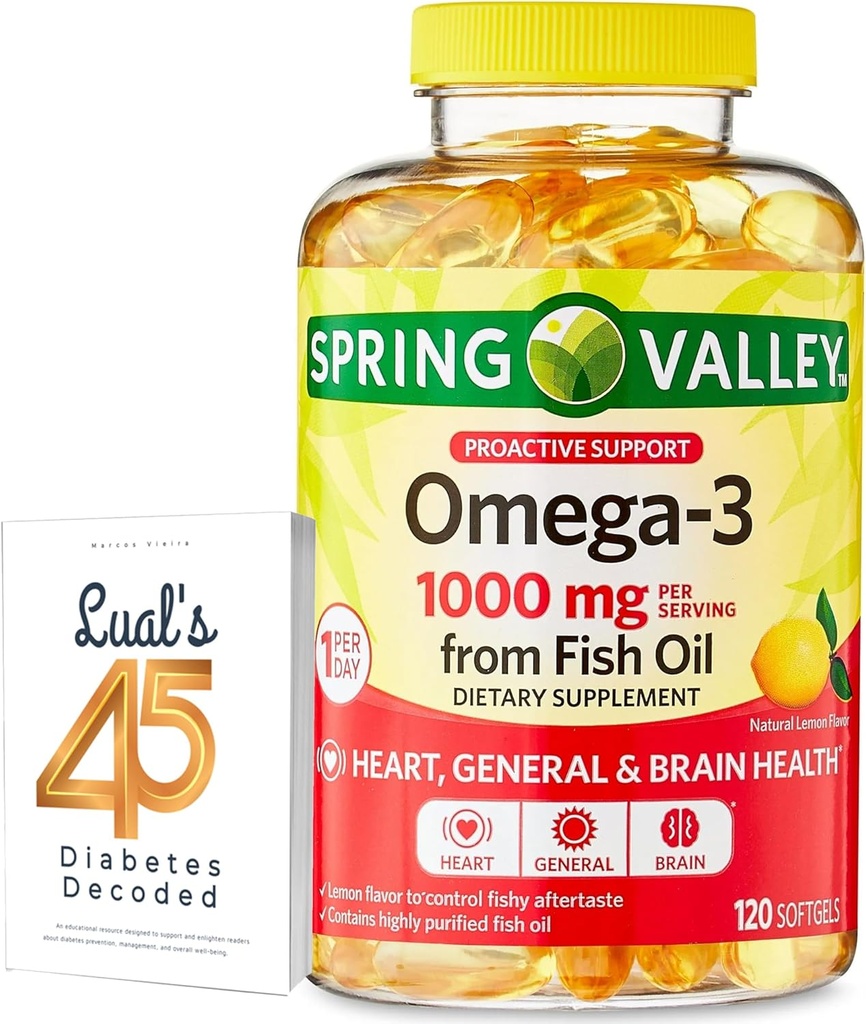 물고기 기름 심장에서 Omega-3 일반 & 뇌 건강 규정식 보충교재 Softgels, 1000 mg, Luall의 45 당뇨병을 가진 120 조사 뭉치 암호로 고쳐 쓴
