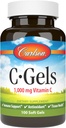 Carlson - C-Gels, 1000mg, Vitamina C Softgels, Immune Support & Heart Health, Vitamina C Softgels, Antioxidant, Vitamina C Supliment, 100 Softgels