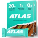 Atlas Protein Bar, 20g Protein, 1g Sugar, Clean Ingredients, Gluten Free, Mint Chocolate Chip (12 Conde, Pack de 2)