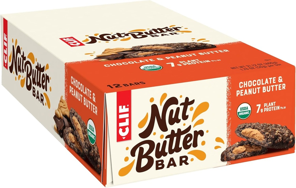 Clif Bar - Nut Butter Bar - Organic Prigrizek Bars - Čokoladno arašidovo maslo - Organic - Rastlinske beljakovine - Non-GMO (1,76 Ounce Protein Prigrizek Bars, 12 Število)