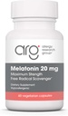 过敏性研究组 Melatonin 20mg - 纯Melatonin,成人额外力量,睡眠援助,高剂量,蔬菜卡普勒斯 - 60个计数