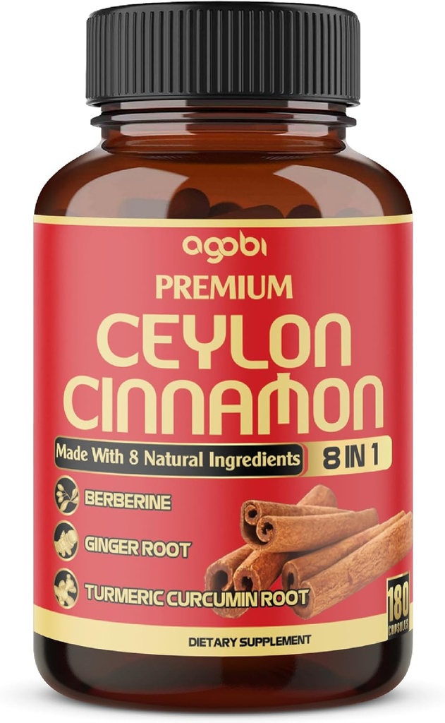 Premium Ceylon Cinnale with Berberine Addition - 8in1 Turmeric, Ginger, Gymnema & More - Body, Heart & Total Vitality - 180 капсули
