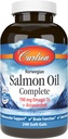 קרלסון - Salmon Oil Complete, 700 מ"ג אומגה 3s + Astaxanthin, Cardiovascular Support, Brain Function & Joint Health, Norwegian, 240 Softgels