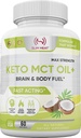 Keto MCT Oil Capsules with C8 & C10 - Fast Acting Ketosis Brain & Body Fuel for Women - All Natural, Non-GMO, Made in USA (Persediaan 1 Bulan)