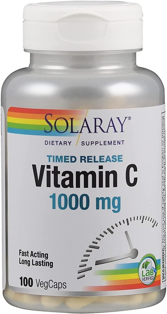 Solaray C Suplemento de liberação cronometrado de dois estágios, 1000 mg, 100 contagem