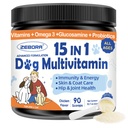 ZEBORA Dog Vitamins Powder - Multivitamin for Dogs & Cats - 90 Scoops | with Glucosamine, Probiotics & Omega 3, Dog Vitamins and Supplements for Immune Support, Skin and Coat