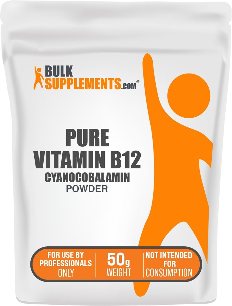 BulkSupplement.com วิตามินบริสุทธิ์ บี 12 สารประติมากรรม - เป็นไซยาโนโคบาลามิน, วิตามิน B Supplement, Cyiocobalamin B12 Supplement - Products บริสุทธิ์, Productions 50g (1.8 Oz) (Pack of 1).