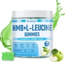HMB und L-Leucine Gummie, 3000mg, mit Trehalose, für Muskelwachstum, Muskelentlastung und Workout Erholung, für Erwachsene & Ältere, Non-GMO, Vegan, Glutenfrei, Apple Flavor, 120