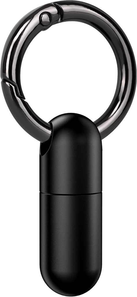 Micro Keychain Pill Holder Titanium rezistent la apa Mini Pilula Container pentru medicina de urgenta, Pocket de voiaj (Negru)