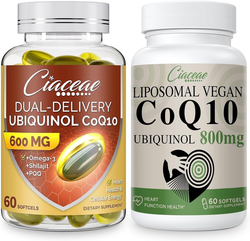 Liposomale CoQ10 800mg 1PCS Bundel met Ubichinol CoQ10 600 MG Softgels met Omega-3 & Shilajit & PQQ 1PCS