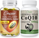 Liposomal CoQ10 800mg 1PCS Bundle with Ubiquinol CoQ10 600 MG Softgels with Omega-3 " Shilajit " PQ 1PCS