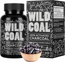 Wild Foods Activated Charcoal Capsules | 100% orgaaniline kookospähklikestad Aktiivsed tabletid Bloating & Hangover | Lab Testitud & Non-GMO Detox Pills | Valmistatud USAs (120 kapslit)