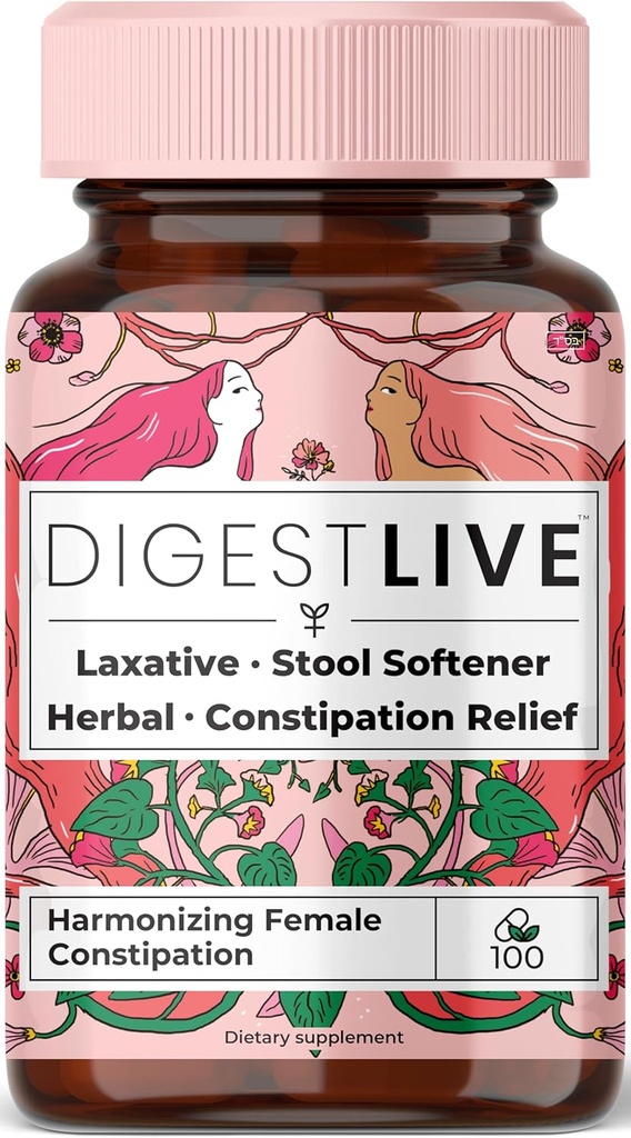 Laxativ, lindrende relief for kvinner - Stool Softener - 100% naturlig - 100 kapsler - Kvinne Colon Cleanse, Detox - Gas og Bleating Relief - Vegan, Gluten og GMO Gratis