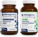Metagenics Bundle - D3 5000 & UltraFlora Echilibrul - 120 Softgels de D3 5000 pentru Suport Imun, Sănătatea osoasă și sănătatea inimii - 120 capsule de UltraFlora Echilibrul pentru Sănătate Digestivă