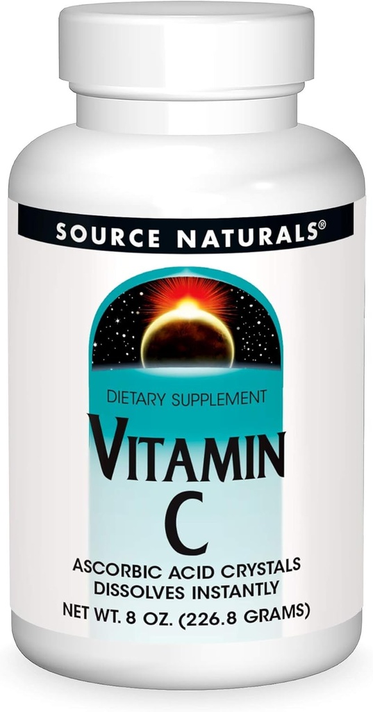 Source Naturals Vitamin C - Ascorbic Acid Crystals That Dissolves Instantly, Dietary Supplement - 8 oz