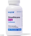 MAJOR Simethicone Gas Relief 80 mg - Anti Flatulence, Bloating and Gas Pressure Aid - 100 Tablets Chewable (1 Pack)