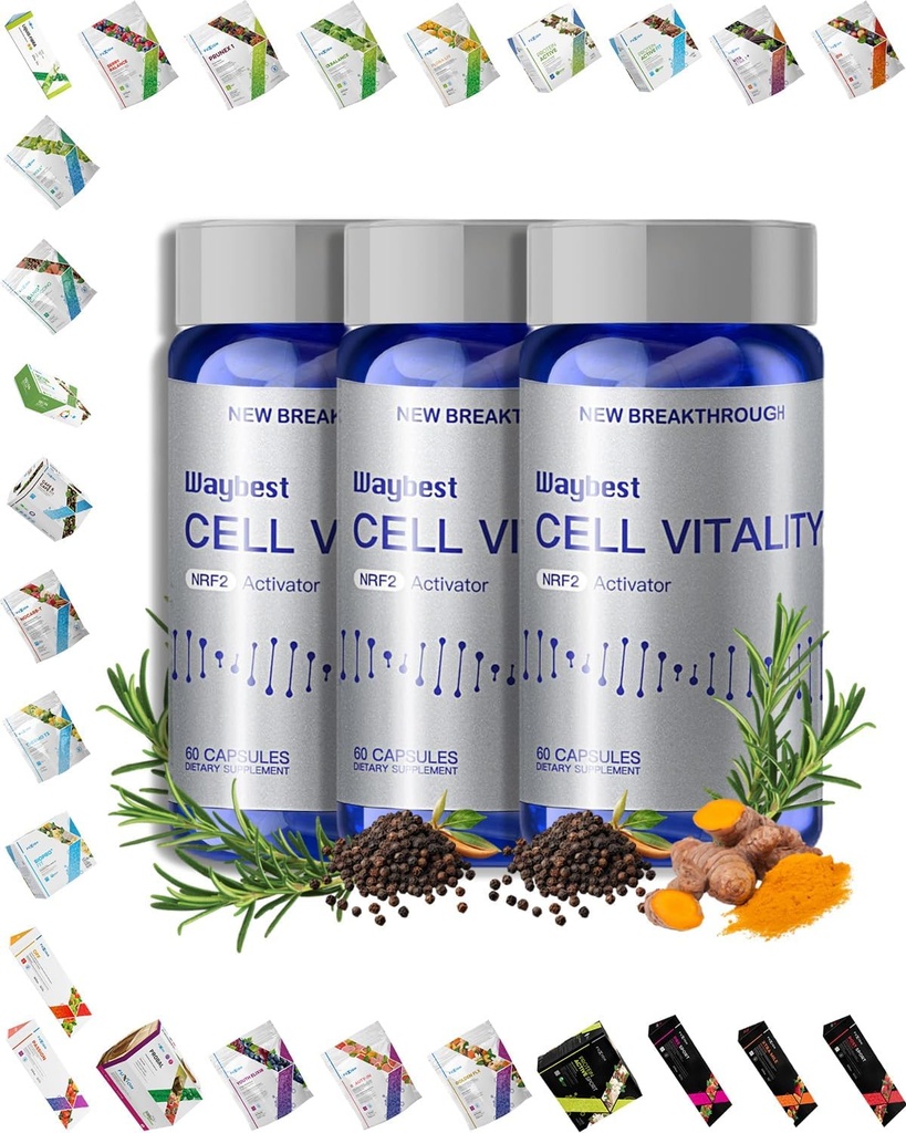 Relief de stres oxidativ Formula de cel mai bun Vitalitity Celula NRF2 Activator (180 Capsule Vegane), Antioxidanti nucleari Anti-Aging Suplimente de sanatate, Amestec de 5 Ingrediente naturale din plante