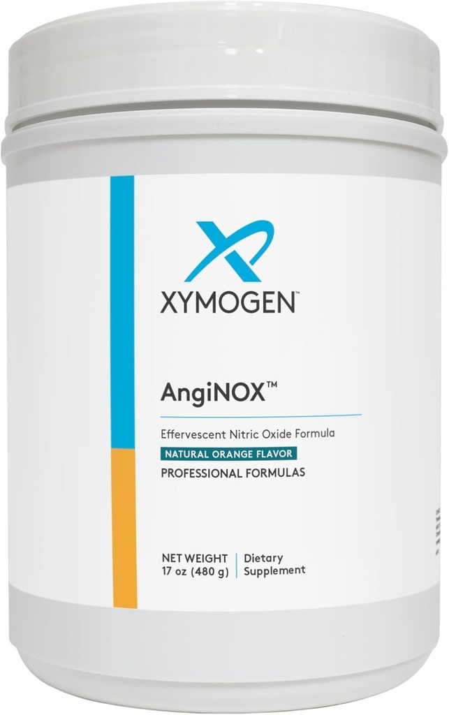 XYMOGEN AngiNOX - Nitric Oxide Support Powder med L-Arginine, L-Citrulline + Quercetin - Stöder atletisk prestanda, hjälper till att optimera flödet av blod + syre - Orange smakdryck (17 oz)