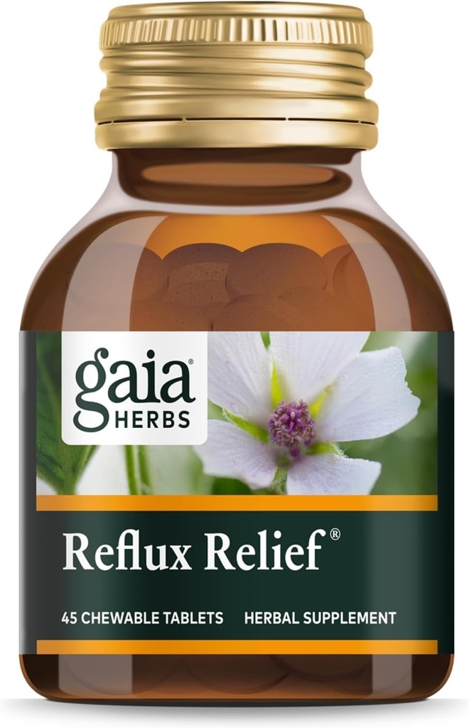 Gaia Herbs Reflux Relief - a Marshmallow Root, Chamomile, Aloe, Medicorice, és a High Marlow - Segít alkalmi Heartburn és megkönnyebbülés emésztési - 45 rágótabletta (45- Day Supply)