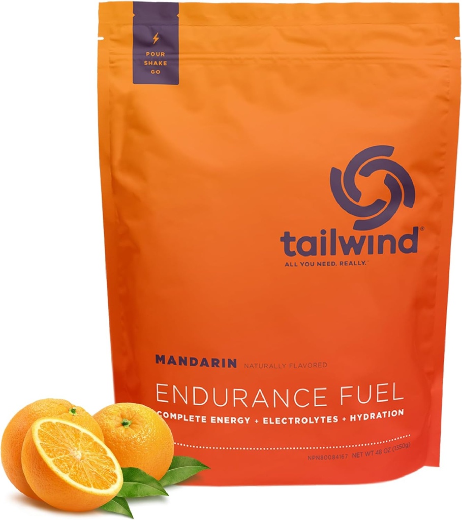 Tailwind Nutrition Endurance Fuel, Carbohydrate & Electrolyte Sports Drink Mix Powder, Gluten-Free, Vegan, Mandarin, 50 portioner