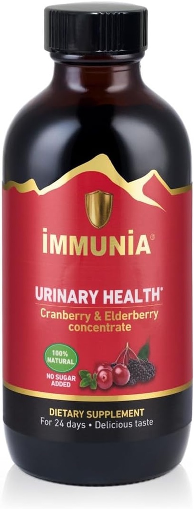 Immunia Urīna Veselība. Dzērveņu un plūmju koncentrāts urīnceļu infekciju profilaksei. Dabisks. Delicious. 5 ml/dienā (1-iepakojums)