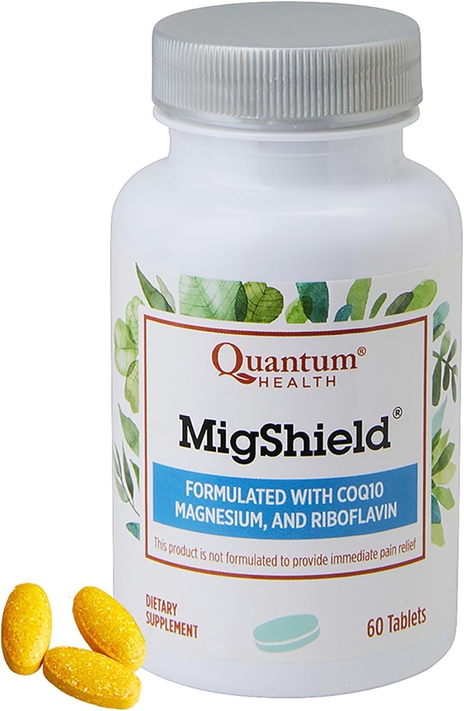 Quantum Health MigShield Magneesiumilisa koos riboflaviini & CoQ10-ga aitab edendada aju südame ja lihaste nõuetekohast funktsiooni Igapäevased toitumisalased olulised naised ja mehed - 60 tabletti